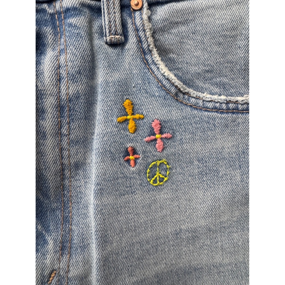 MOTHER Jeans Women Embroidered Bloom Flare Crop Light Wash Denim Size 28 - Picture 12 of 14